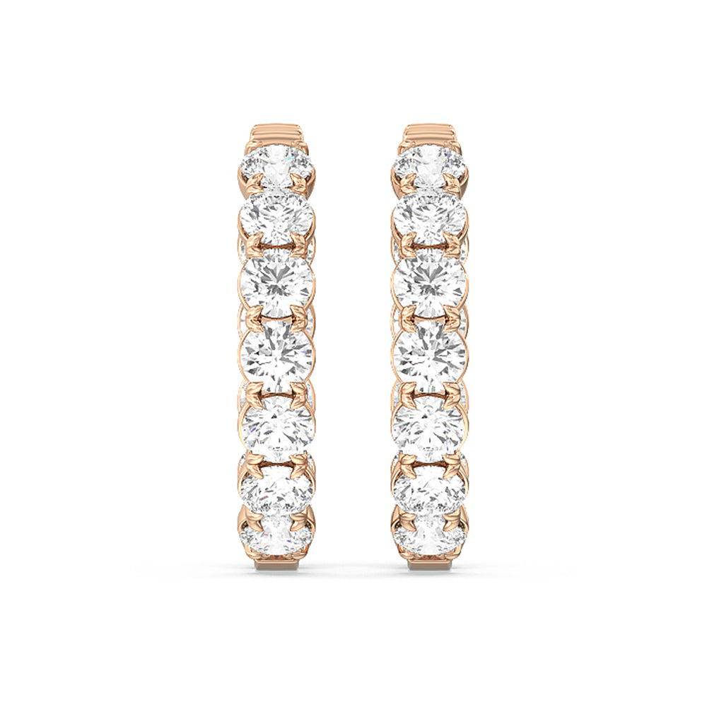 Inside-Out Round Shape Hoop Earrings with 18KT Rose Gold / Lab / 7 5/8 Cut Diamond in 14KT Rose Gold / Lab / 7 5/8 view 3

