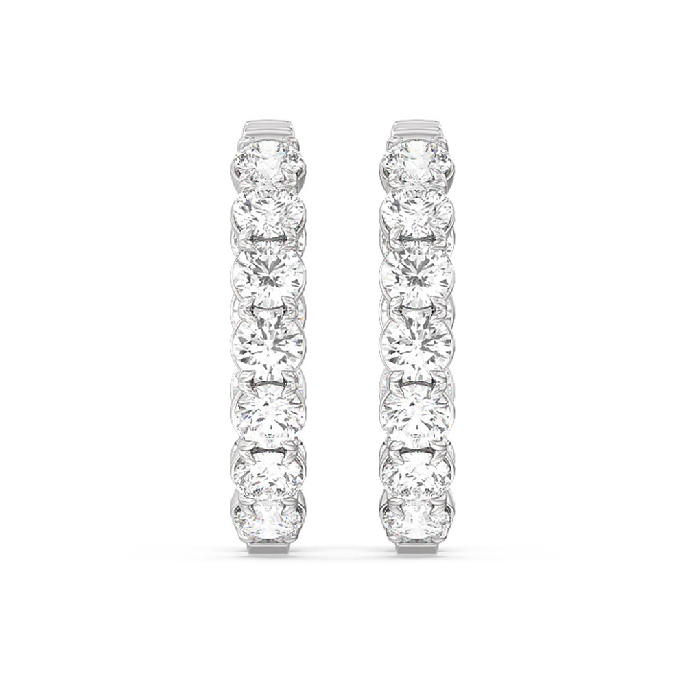 Inside-Out Round Shape Hoop Earrings with 18KT White Gold / Lab / 7 5/8 Cut Diamond in 14KT White Gold / Lab / 7 5/8 view 3
