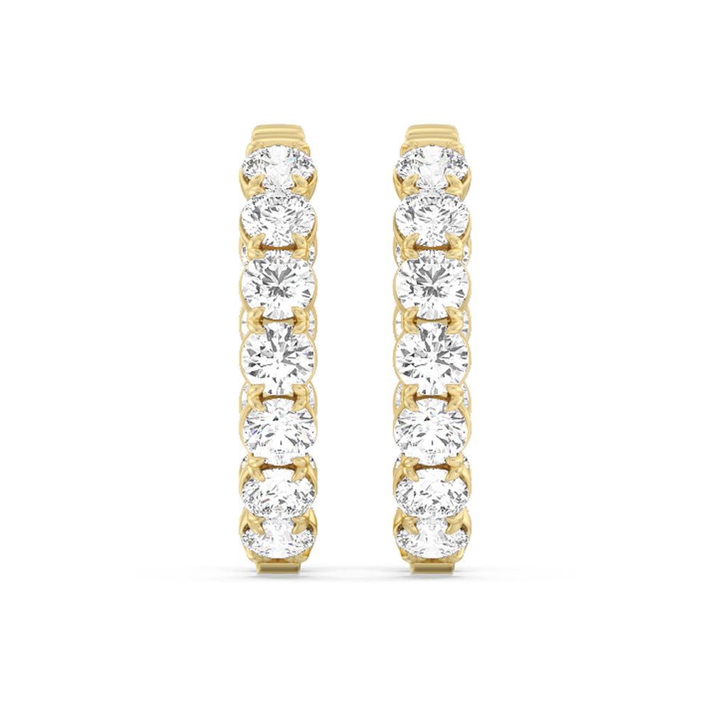 Inside-Out Round Shape Hoop Earrings with 18KT Yellow Gold / Lab / 7 5/8 Cut Diamond in 14KT Yellow Gold / Lab / 7 5/8 view 3
