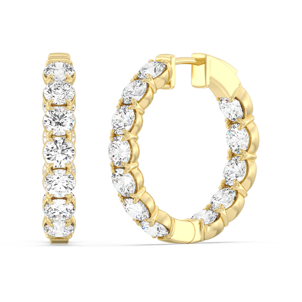 Inside-Out Round Shape Hoop Earrings with 18KT Yellow Gold / Lab / 7 5/8 Cut Diamond in 14KT Yellow Gold / Lab / 7 5/8 view 1
