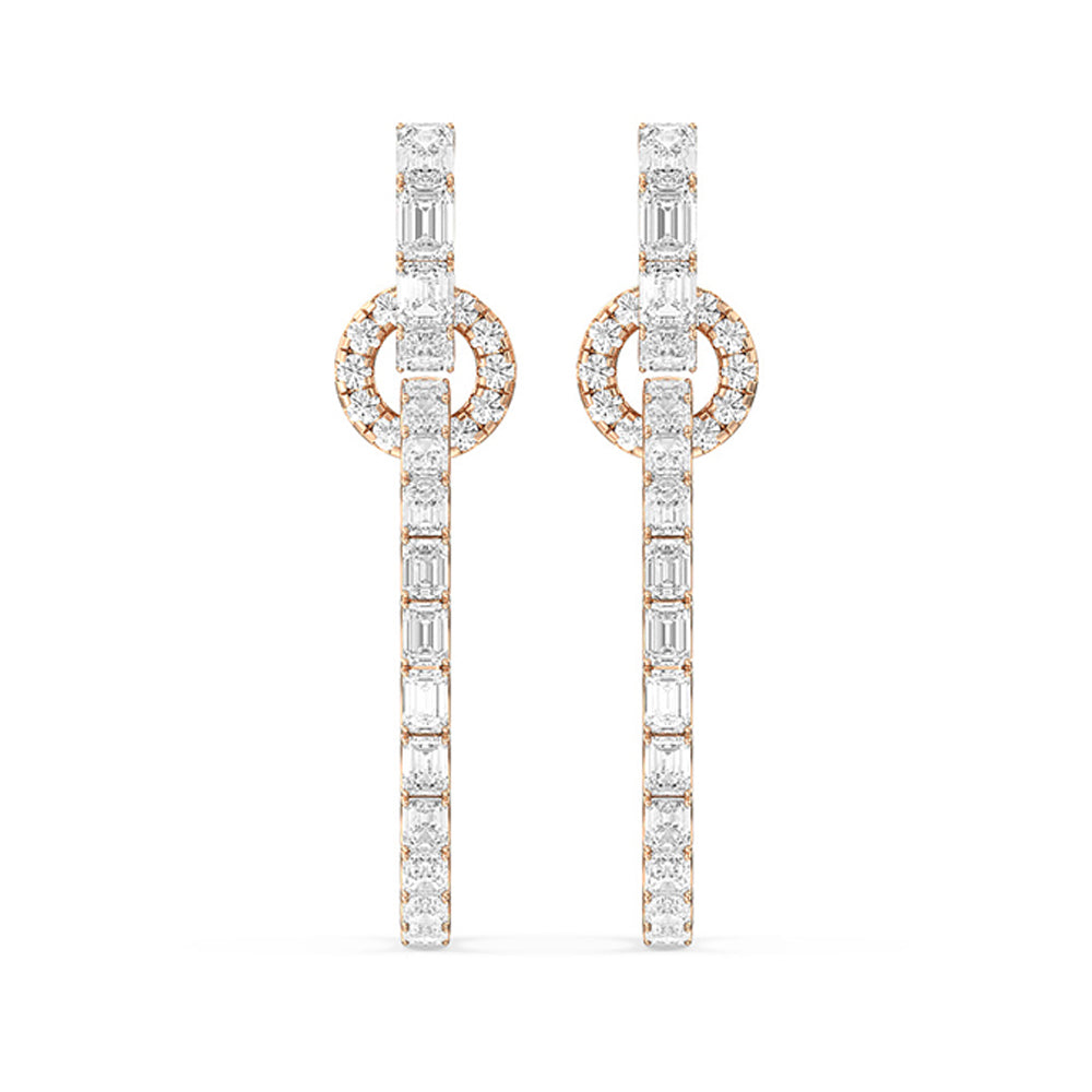 Linked Hoop Earrings with 18KT Rose Gold / Lab / 16 1/5 Cut Diamond in 14KT Rose Gold / Lab / 16 1/5 view 3
