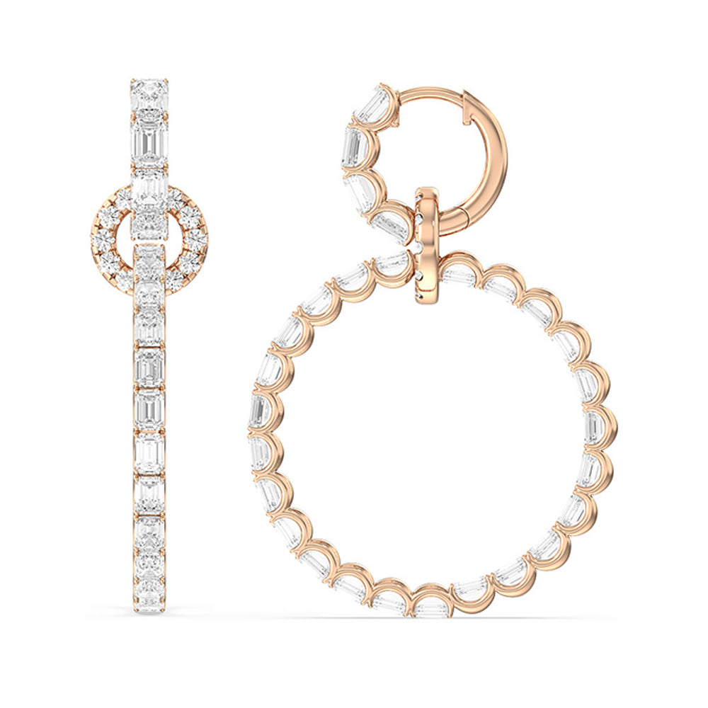 Linked Hoop Earrings with 18KT Rose Gold / Lab / 16 1/5 Cut Diamond in 14KT Rose Gold / Lab / 16 1/5 view 2
