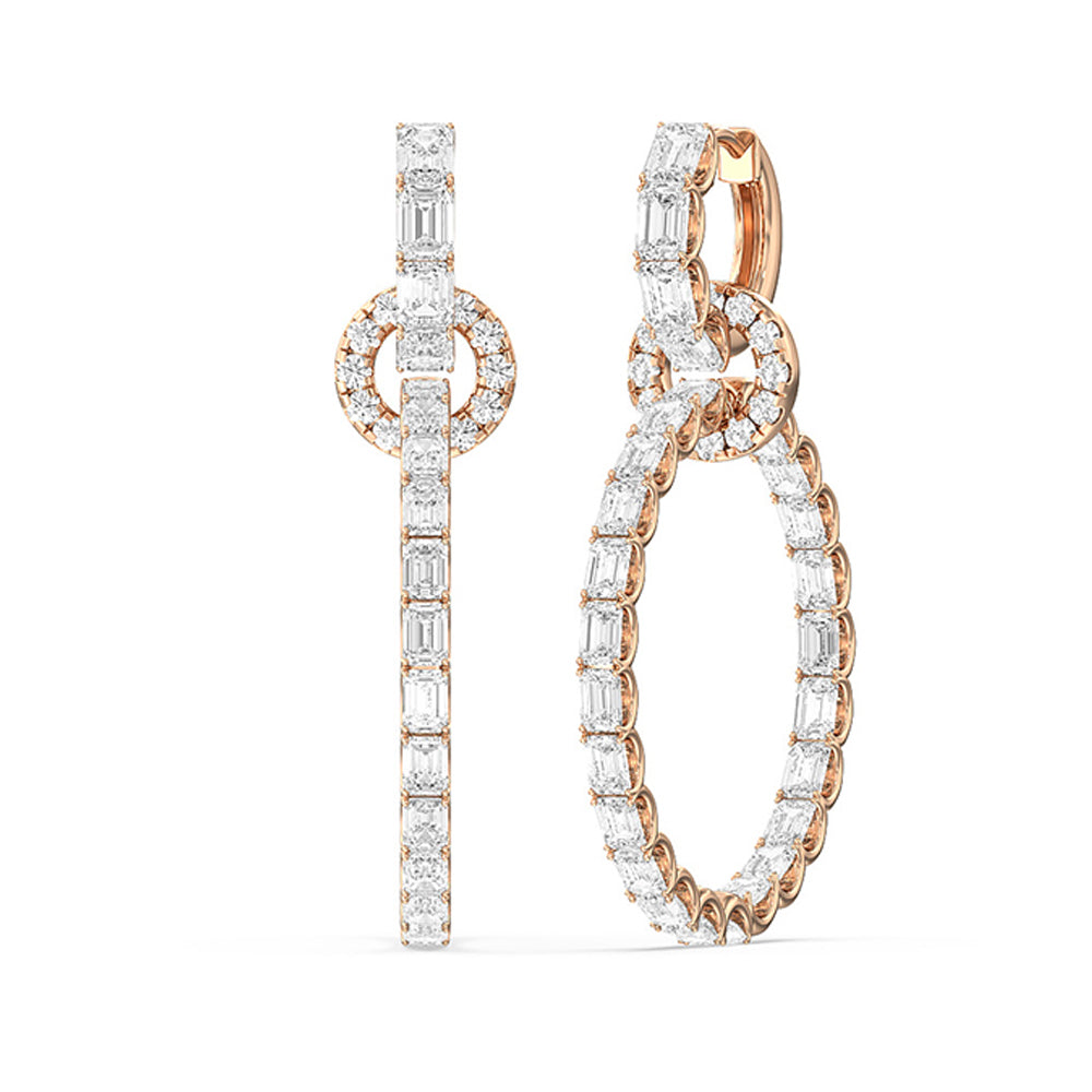 Linked Hoop Earrings with 18KT Rose Gold / Lab / 16 1/5 Cut Diamond in 14KT Rose Gold / Lab / 16 1/5 view 1
