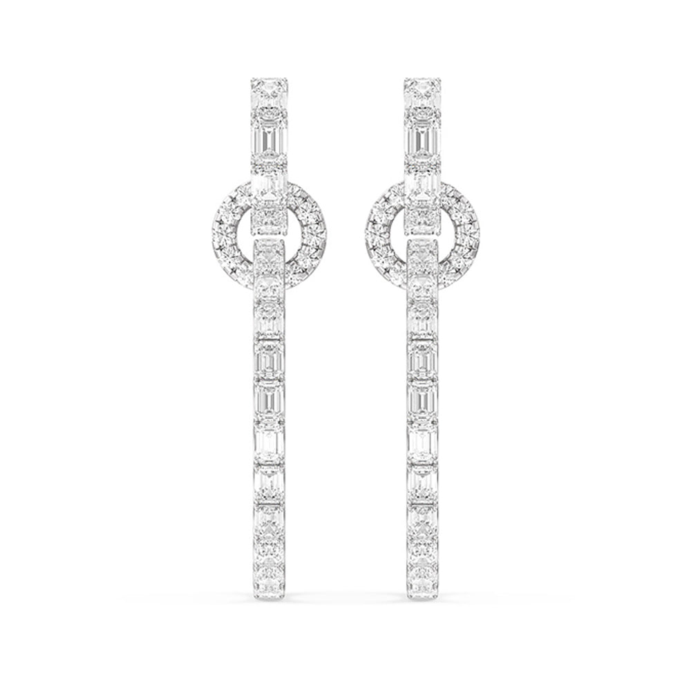 Linked Hoop Earrings with 18KT White Gold / Lab / 16 1/5 Cut Diamond in 14KT White Gold / Lab / 16 1/5 view 3
