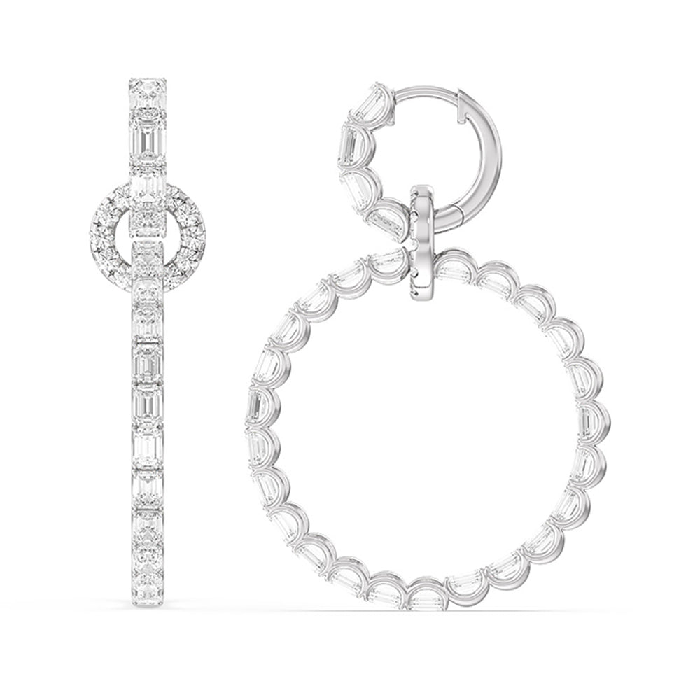 Linked Hoop Earrings with 18KT White Gold / Lab / 16 1/5 Cut Diamond in 14KT White Gold / Lab / 16 1/5 view 2
