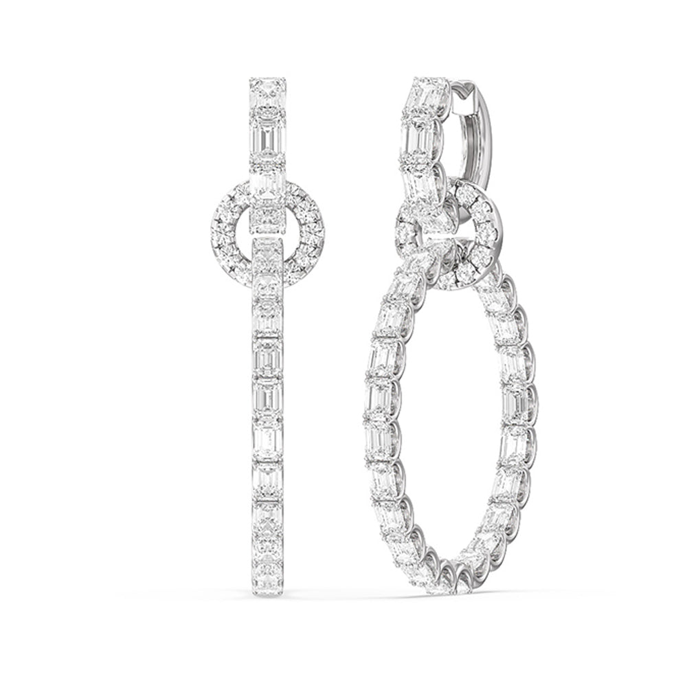 Linked Hoop Earrings with 18KT White Gold / Lab / 16 1/5 Cut Diamond in 14KT White Gold / Lab / 16 1/5 view 1

