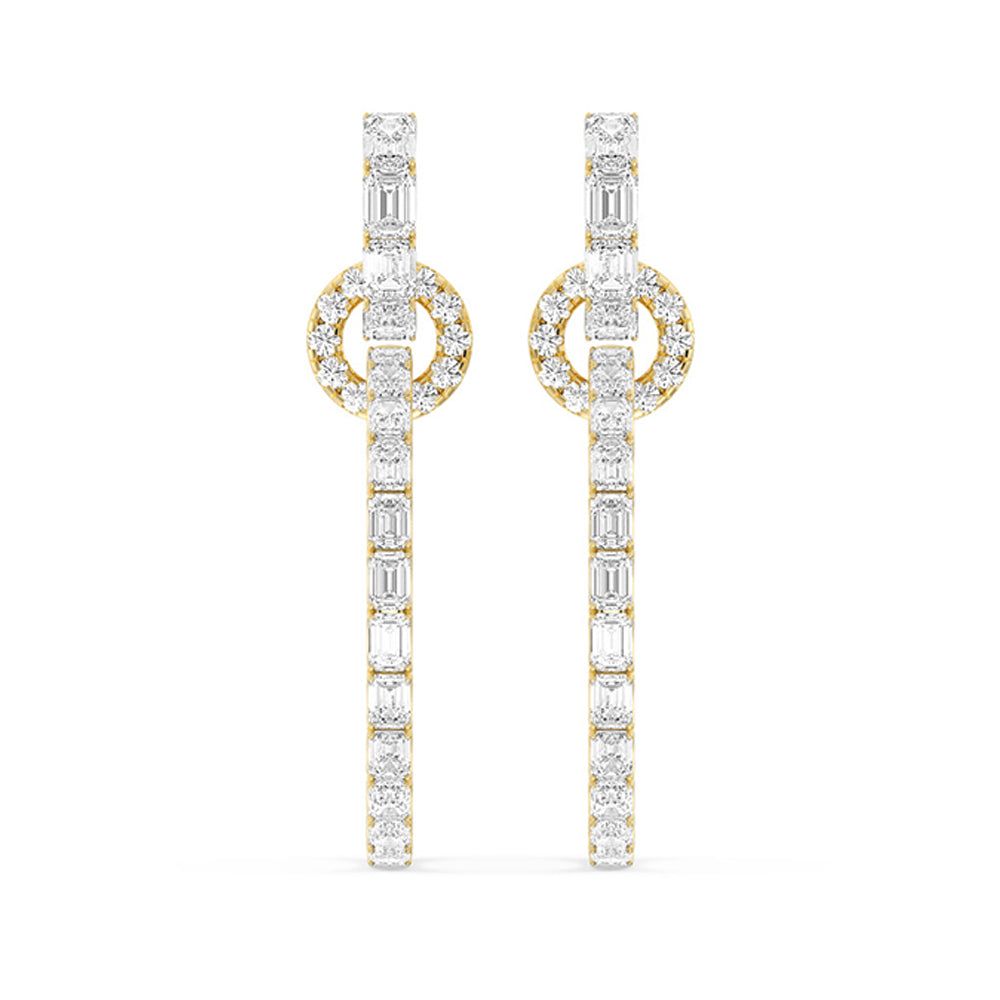 Linked Hoop Earrings with 18KT Yellow Gold / Lab / 16 1/5 Cut Diamond in 14KT Yellow Gold / Lab / 16 1/5 view 3
