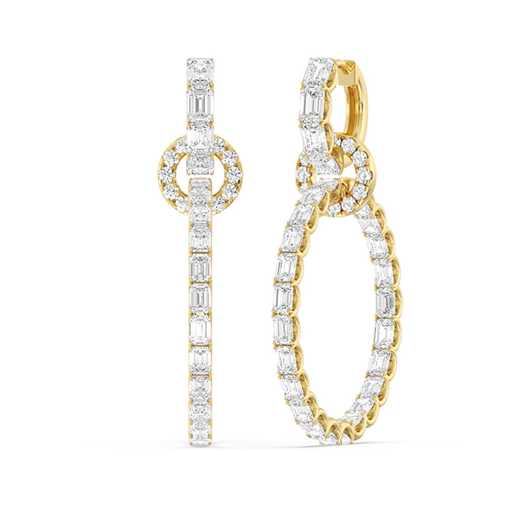 Linked Hoop Earrings with 18KT Yellow Gold / Lab / 16 1/5 Cut Diamond in 14KT Yellow Gold / Lab / 16 1/5 view 1
