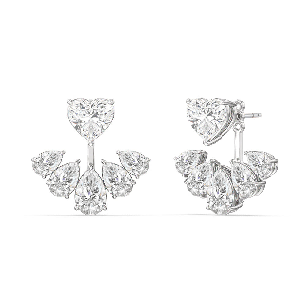 Heart Solitare Front-Back Earrings with 18KT White Gold / Lab / 15 1/2 Cut Diamond in 14KT White Gold / Lab / 15 1/2 view 1

