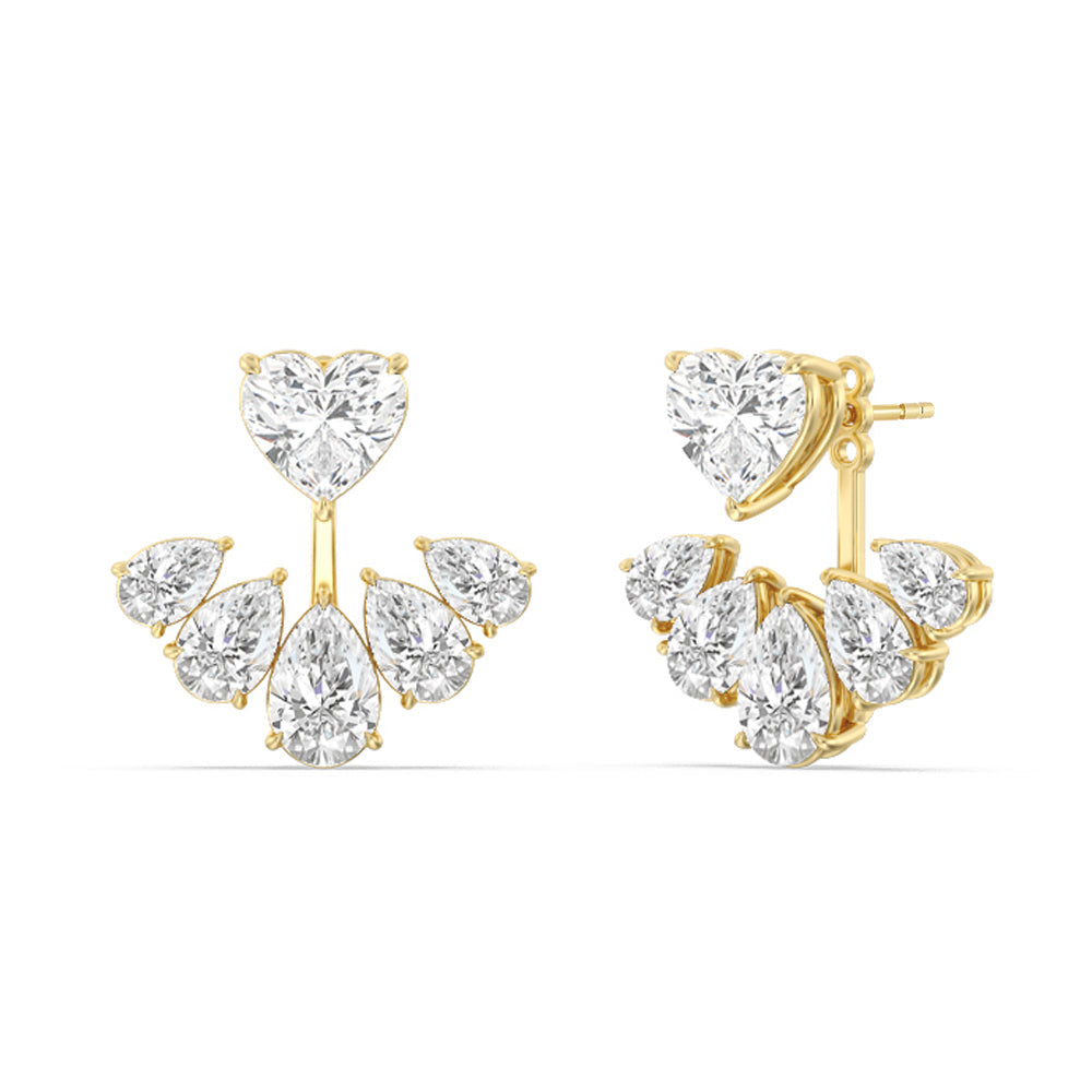 Heart Solitare Front-Back Earrings with 18KT Yellow Gold / Lab / 15 1/2 Cut Diamond in 14KT Yellow Gold / Lab / 15 1/2 view 1
