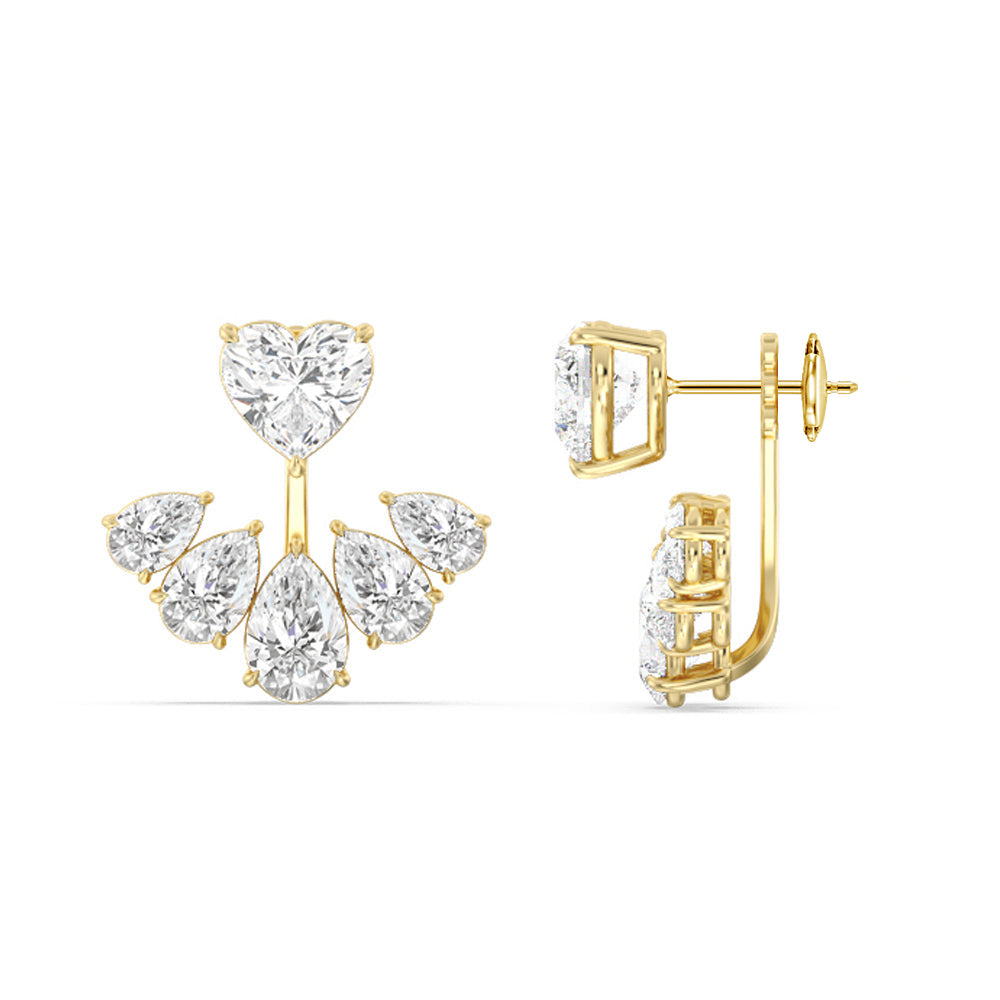 Heart Solitare Front-Back Earrings with 18KT Yellow Gold / Lab / 15 1/2 Cut Diamond in 14KT Yellow Gold / Lab / 15 1/2 view 2
