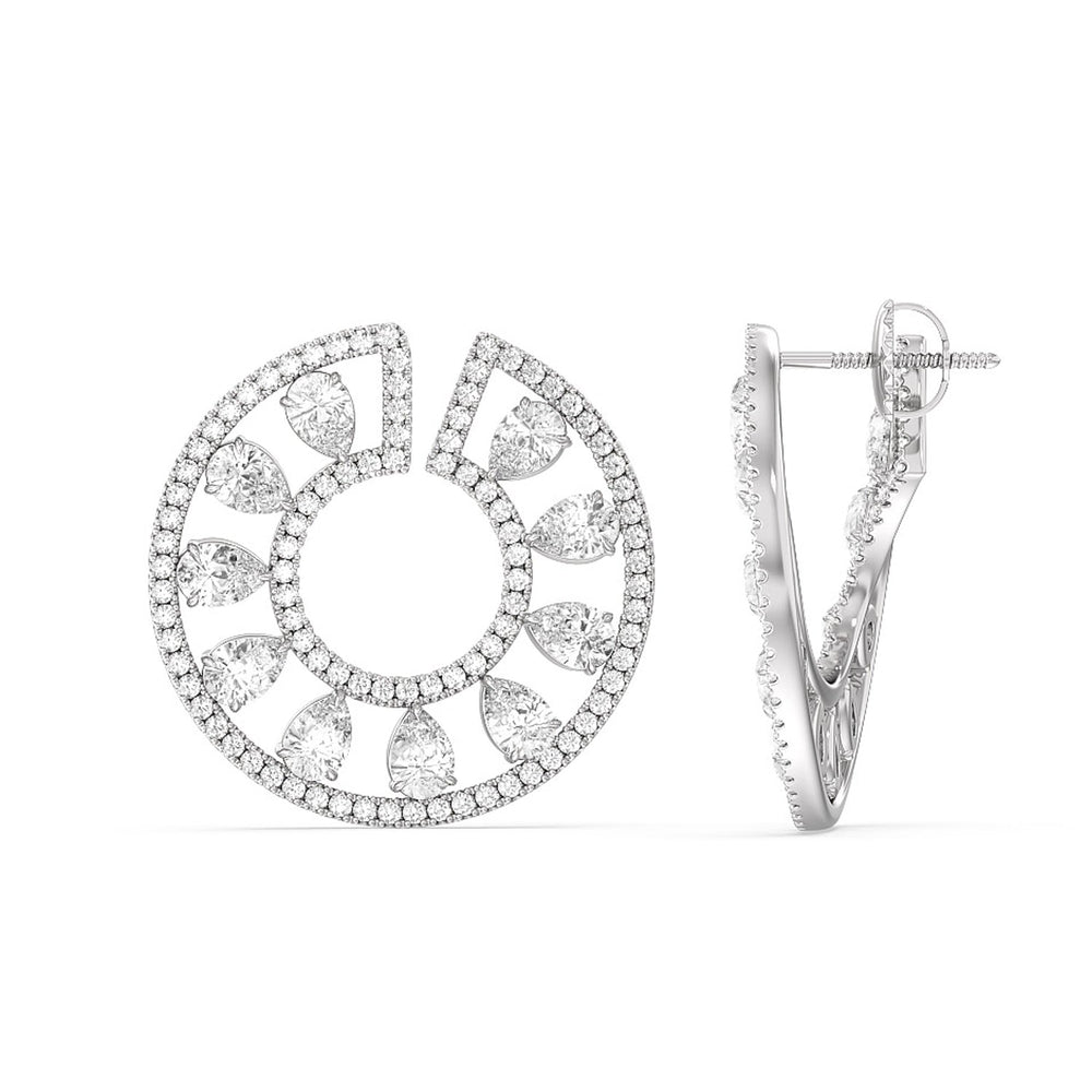 Spiral Pear Shape Diamond Earrings with 18KT White Gold / Lab / 6 1/2 Cut Diamond in 14KT White Gold / Lab / 6 1/2 view 2
