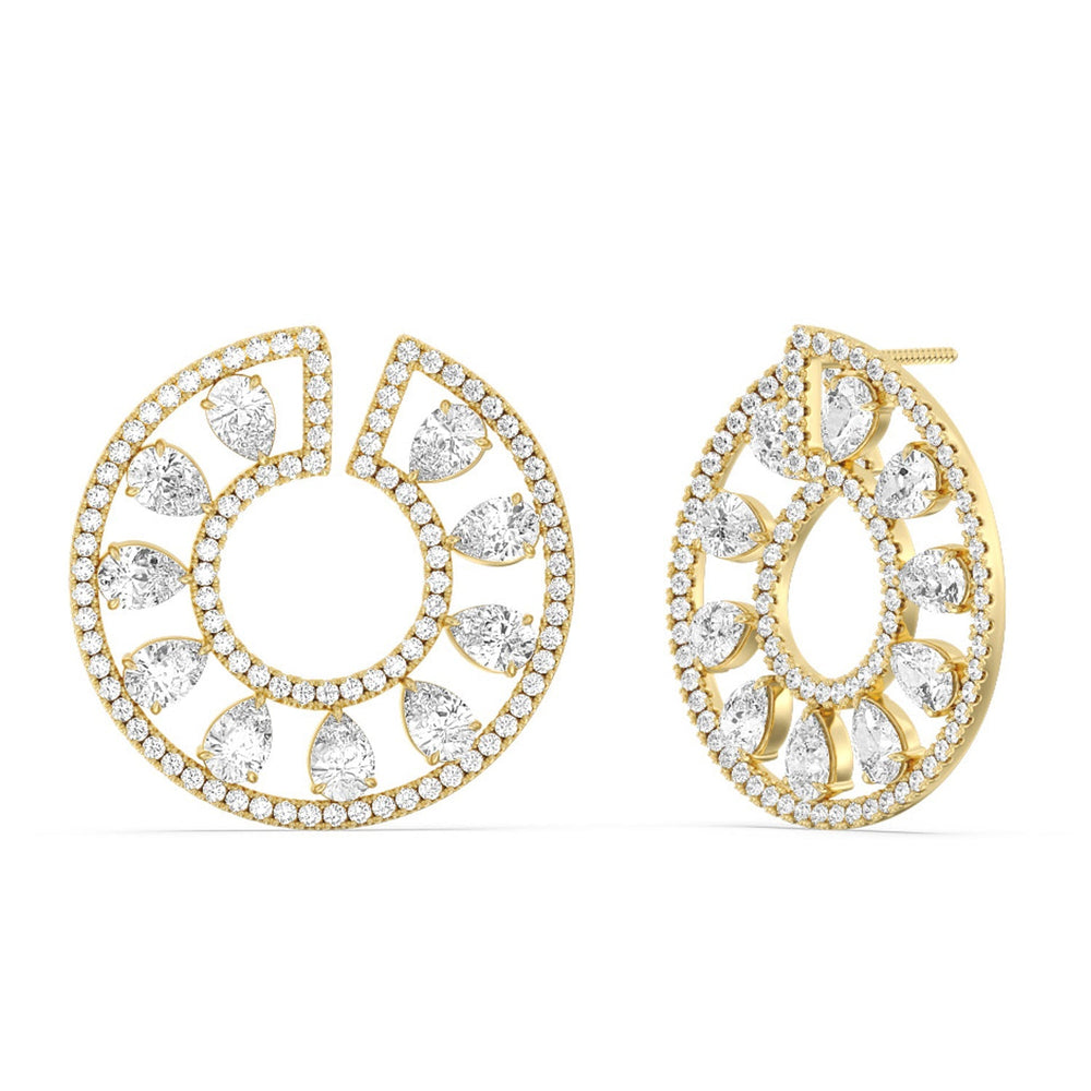 Spiral Pear Shape Diamond Earrings with 18KT Yellow Gold / Lab / 6 1/2 Cut Diamond in 14KT Yellow Gold / Lab / 6 1/2 view 1

