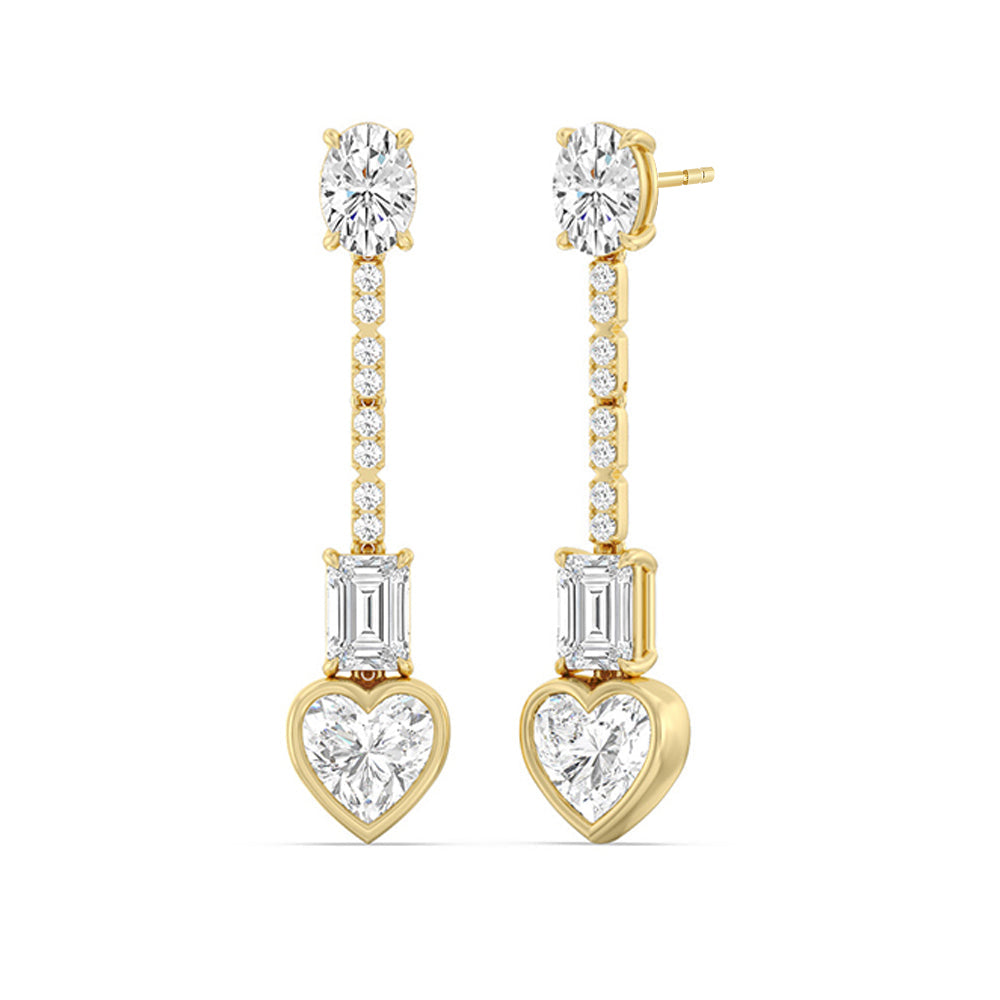 Heart Shape Dangler Earrings with 18KT Yellow Gold / Lab / 8 1/3 Cut Diamond in 14KT Yellow Gold / Lab / 8 1/3 view 1
