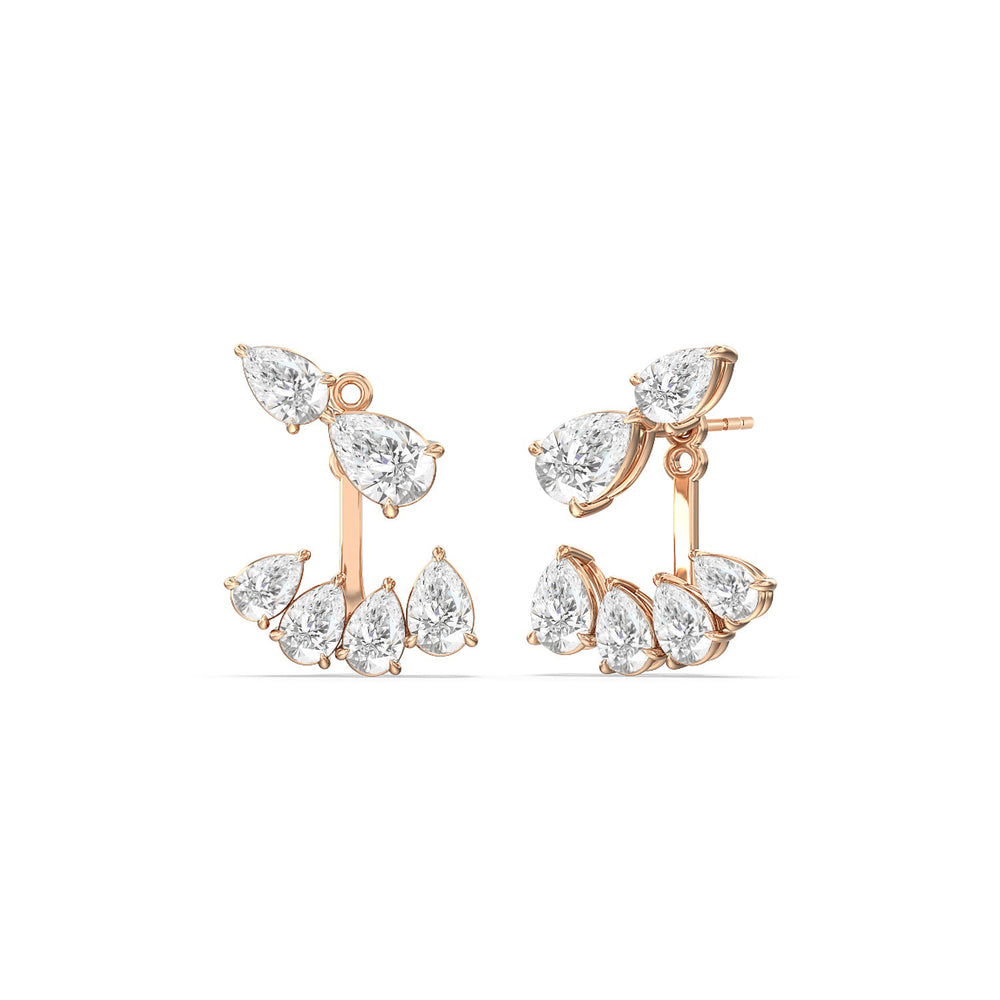 Front-Back Graduating Pear Earrings with 18KT Rose Gold / Lab / 4 9/10 Cut Diamond in 14KT Rose Gold / Lab / 4 9/10 view 1
