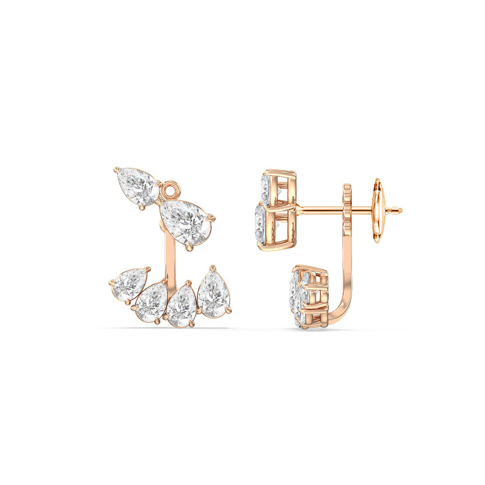 Front-Back Graduating Pear Earrings with 18KT Rose Gold / Lab / 4 9/10 Cut Diamond in 14KT Rose Gold / Lab / 4 9/10 view 2
