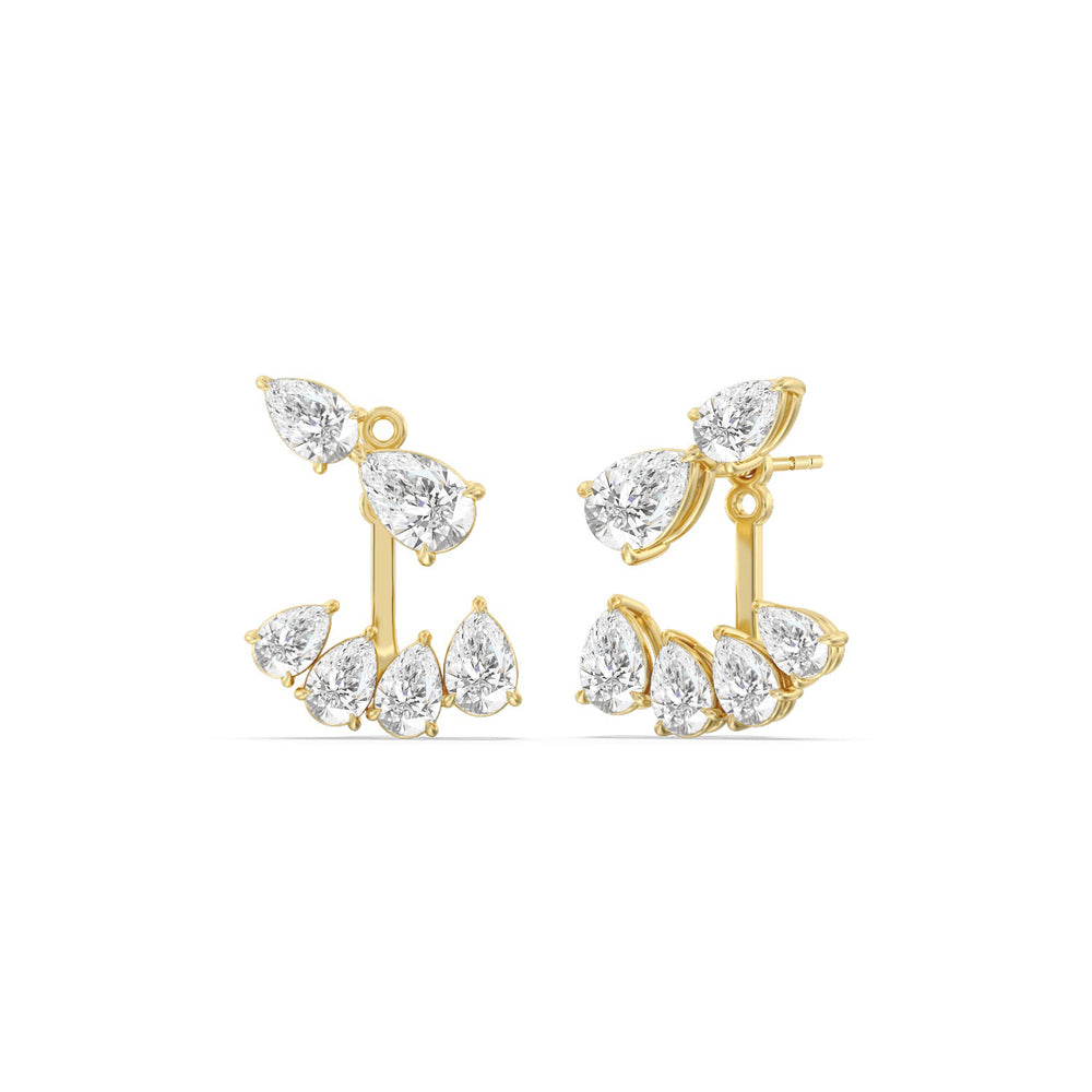 Front-Back Graduating Pear Earrings with 18KT Yellow Gold / Lab / 4 9/10 Cut Diamond in 14KT Yellow Gold / Lab / 4 9/10 view 1
