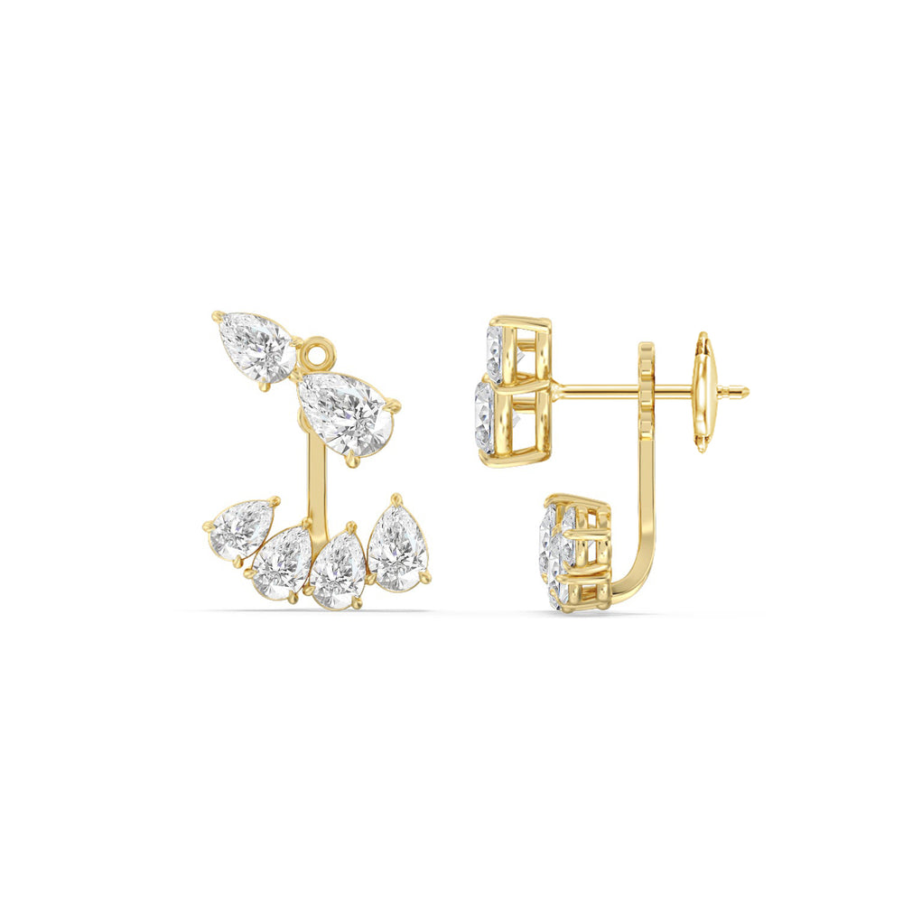 Front-Back Graduating Pear Earrings with 18KT Yellow Gold / Lab / 4 9/10 Cut Diamond in 14KT Yellow Gold / Lab / 4 9/10 view 2
