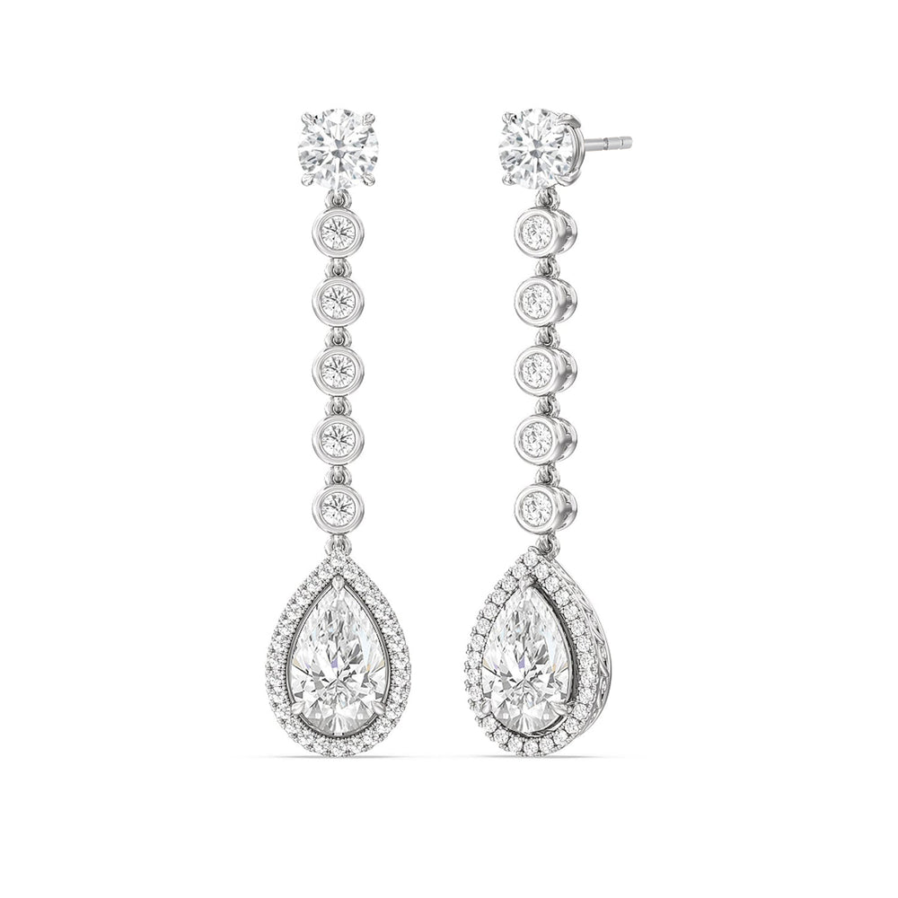 Pear Shape Drop Halo Dangler Earrings with 18KT White Gold / Lab / 8 1/4 Cut Diamond in 14KT White Gold / Lab / 8 1/4 view 1
