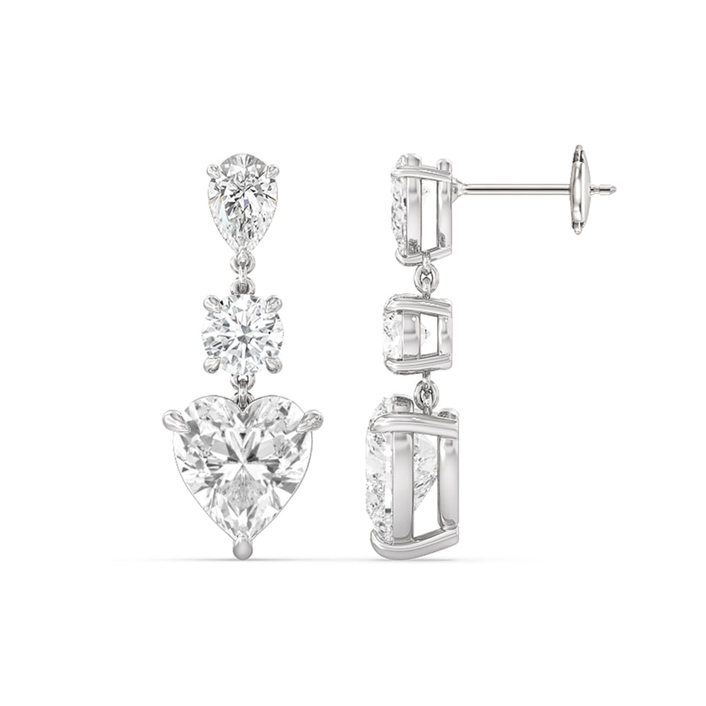 Pear, Round and Heart Matching Earring with 18KT White Gold / Lab / 8 3/4 Cut Diamond in 14KT White Gold / Lab / 8 3/4 view 2
