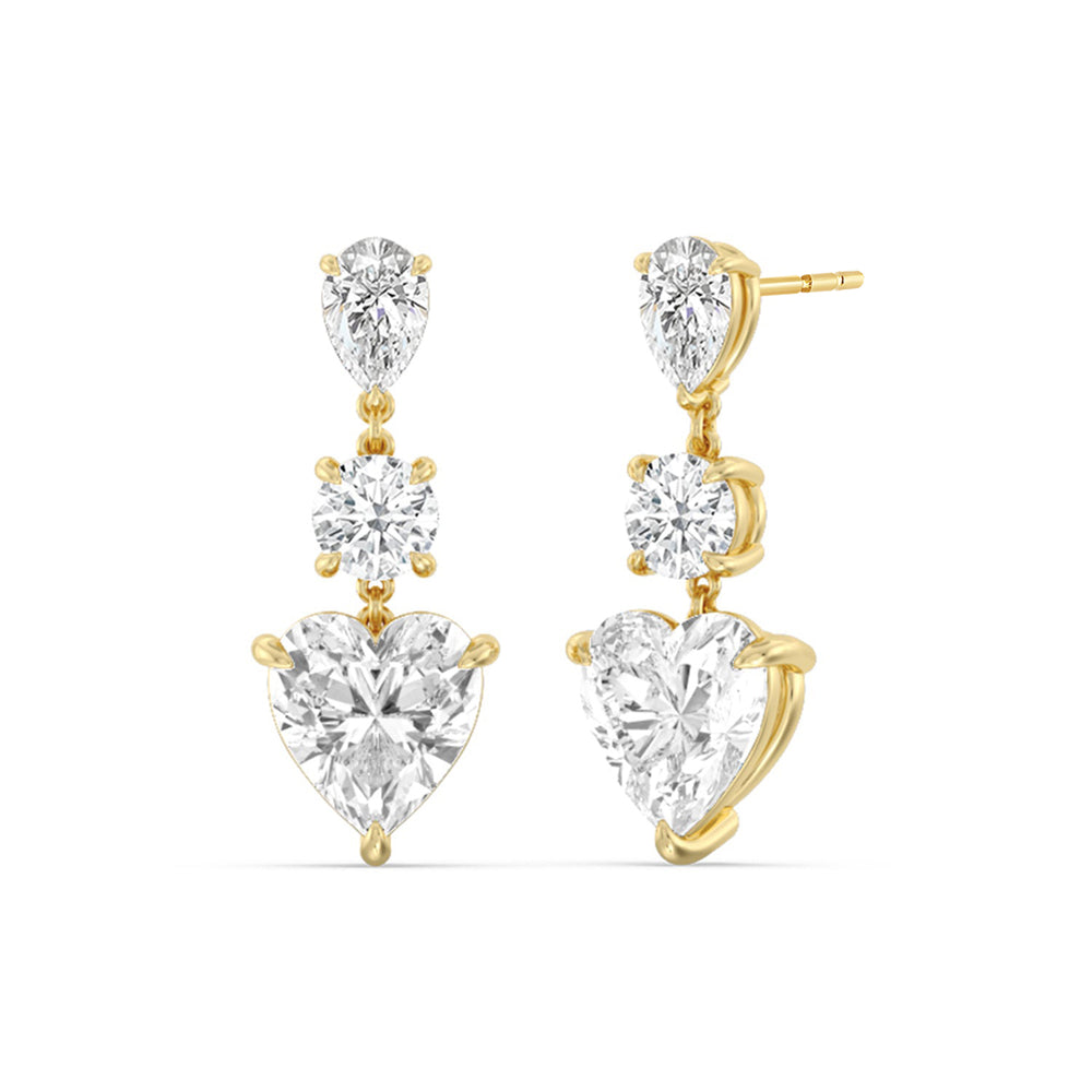 Pear, Round and Heart Matching Earring with 18KT Yellow Gold / Lab / 8 3/4 Cut Diamond in 14KT Yellow Gold / Lab / 8 3/4 view 1
