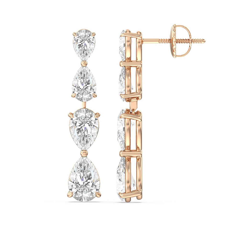 Twinning Pear Drop Earrings with 18KT Rose Gold / Lab / 6 3/8 Cut Diamond in 14KT Rose Gold / Lab / 6 3/8 view 2
