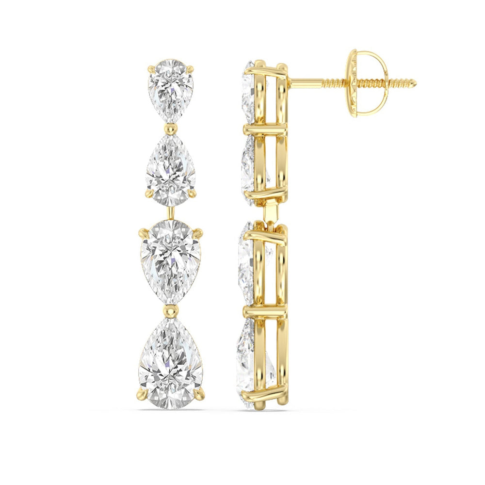 Twinning Pear Drop Earrings with 18KT Yellow Gold / Lab / 6 3/8 Cut Diamond in 14KT Yellow Gold / Lab / 6 3/8 view 2

