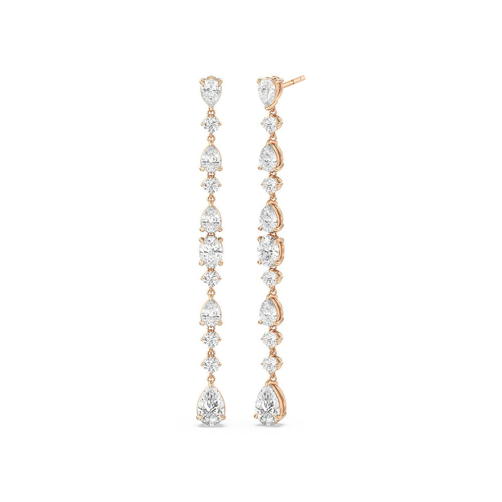 Pear and Oval Sparkling Dangler Earrings with 18KT Rose Gold / Lab / 3 1/3 Cut Diamond in 14KT Rose Gold / Lab / 3 1/3 view 1
