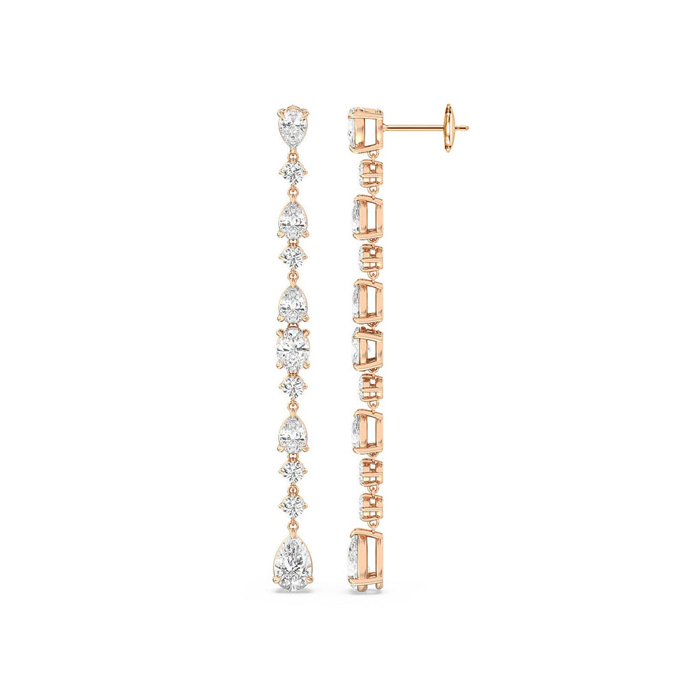Pear and Oval Sparkling Dangler Earrings with 18KT Rose Gold / Lab / 3 1/3 Cut Diamond in 14KT Rose Gold / Lab / 3 1/3 view 2
