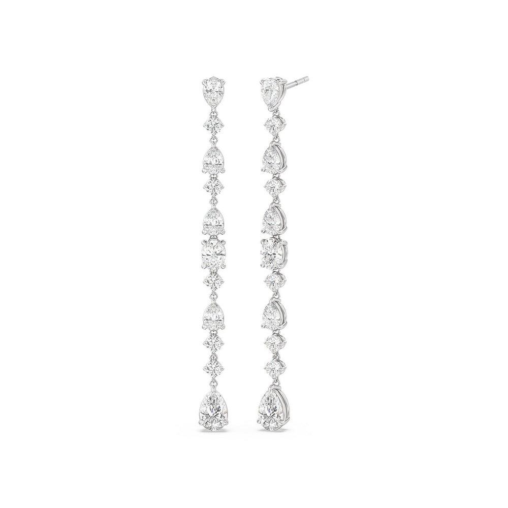 Pear and Oval Sparkling Dangler Earrings with 18KT White Gold / Lab / 3 1/3 Cut Diamond in 14KT White Gold / Lab / 3 1/3 view 1
