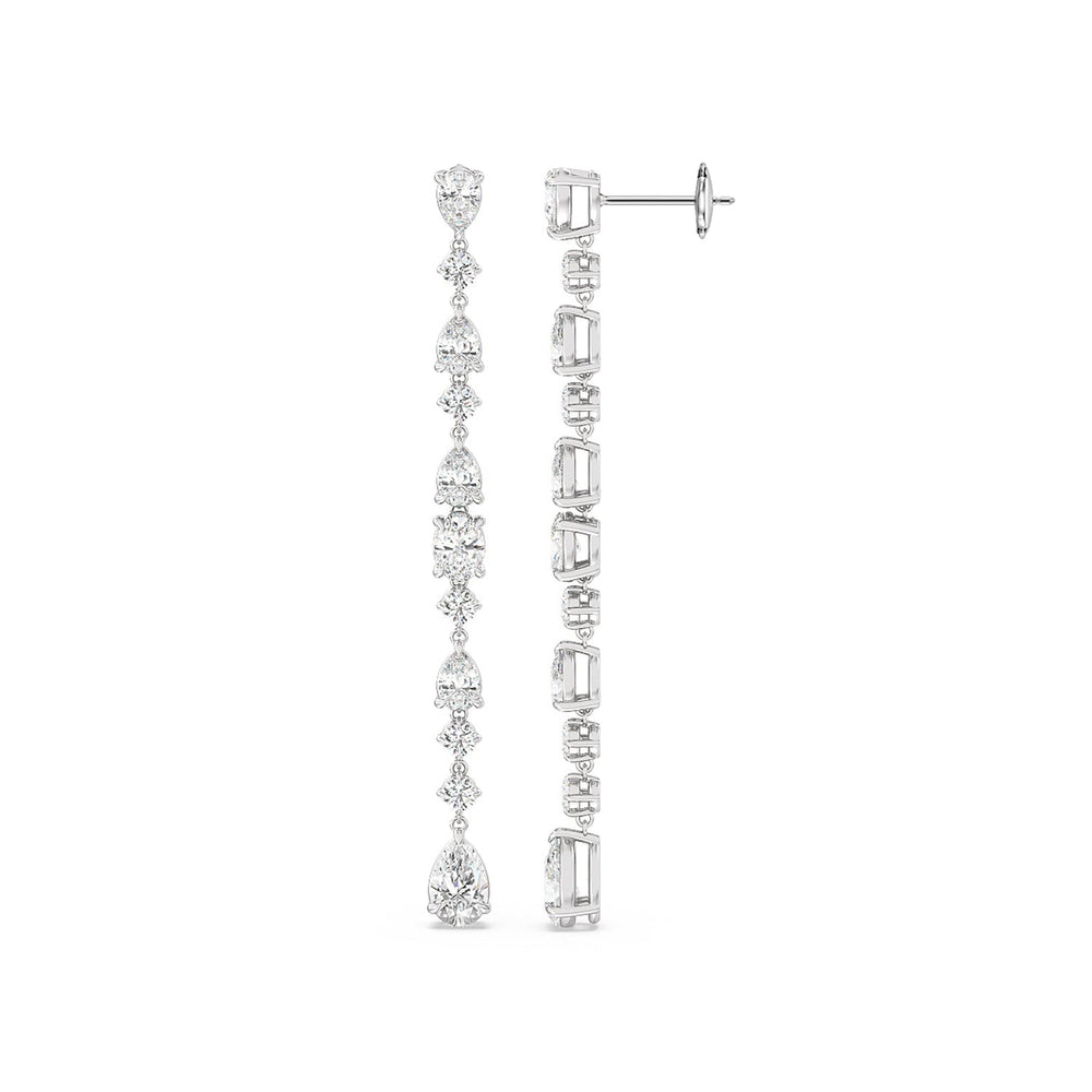 Pear and Oval Sparkling Dangler Earrings with 18KT White Gold / Lab / 3 1/3 Cut Diamond in 14KT White Gold / Lab / 3 1/3 view 2
