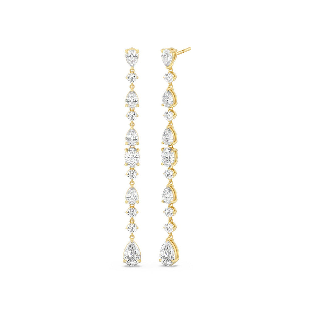 Pear and Oval Sparkling Dangler Earrings with 18KT Yellow Gold / Lab / 3 1/3 Cut Diamond in 14KT Yellow Gold / Lab / 3 1/3 view 1
