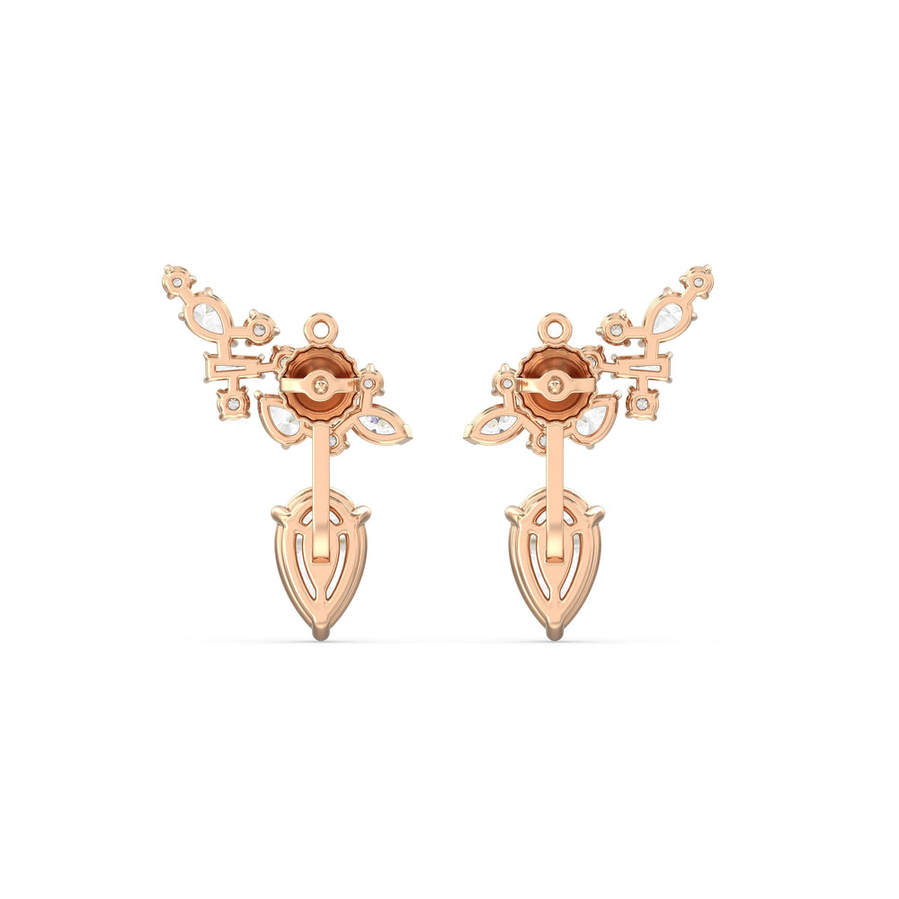 Cluster Pear Drop Earrings with 18KT Rose Gold / Lab / 6 1/3 Cut Diamond in 14KT Rose Gold / Lab / 6 1/3 view 6
