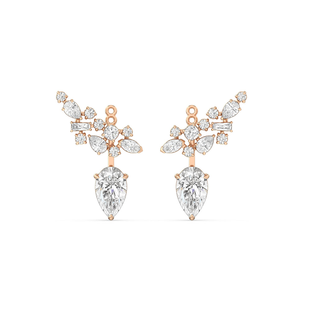 Cluster Pear Drop Earrings with 18KT Rose Gold / Lab / 6 1/3 Cut Diamond in 14KT Rose Gold / Lab / 6 1/3 view 1
