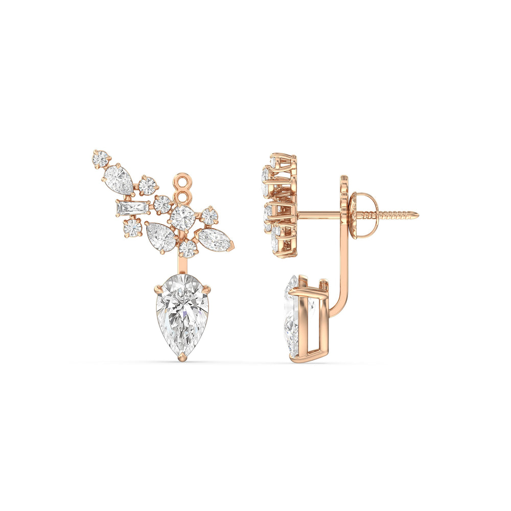 Cluster Pear Drop Earrings with 18KT Rose Gold / Lab / 6 1/3 Cut Diamond in 14KT Rose Gold / Lab / 6 1/3 view 5
