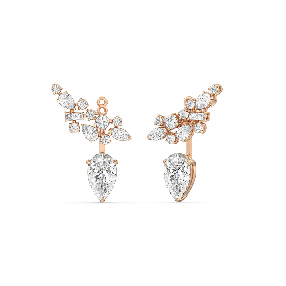 Cluster Pear Drop Earrings with 18KT Rose Gold / Lab / 6 1/3 Cut Diamond in 14KT Rose Gold / Lab / 6 1/3 view 2
