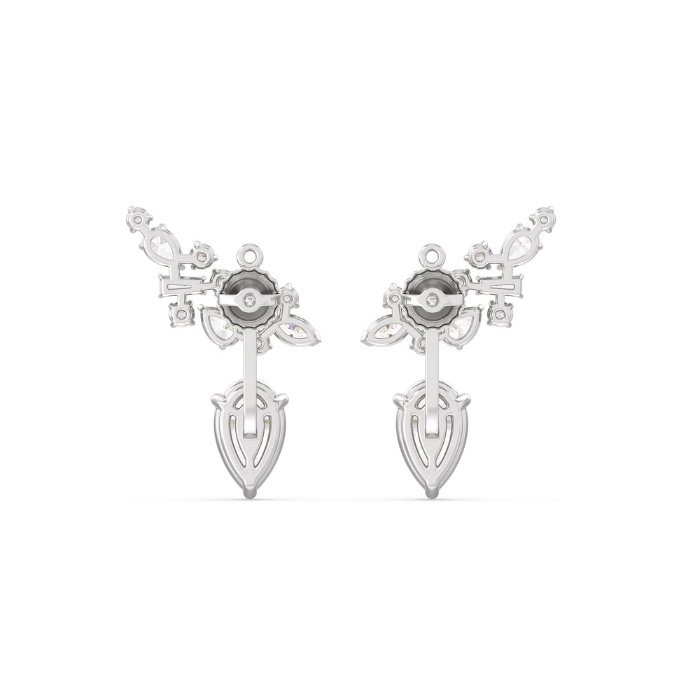 Cluster Pear Drop Earrings with 18KT White Gold / Lab / 6 1/3 Cut Diamond in 14KT White Gold / Lab / 6 1/3 view 6
