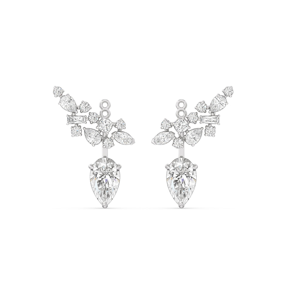 Cluster Pear Drop Earrings with 18KT White Gold / Lab / 6 1/3 Cut Diamond in 14KT White Gold / Lab / 6 1/3 view 1
