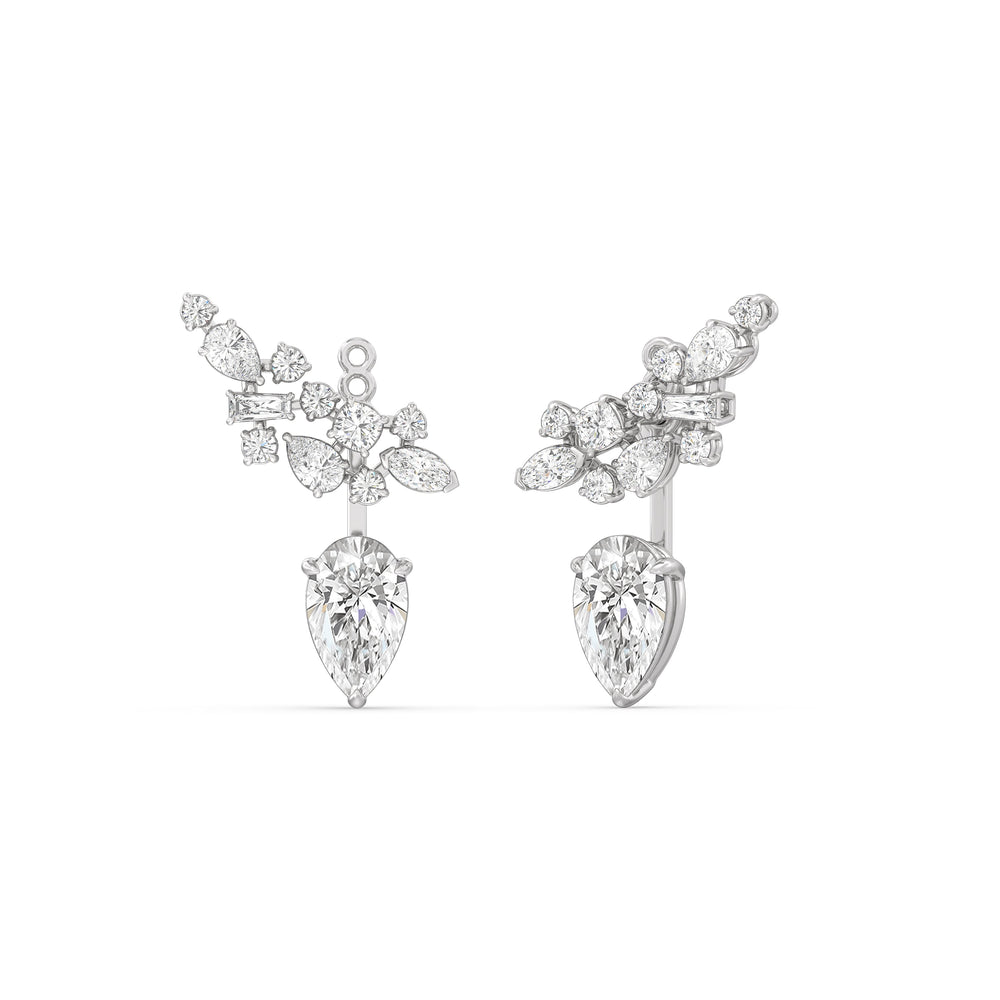Cluster Pear Drop Earrings with 18KT White Gold / Lab / 6 1/3 Cut Diamond in 14KT White Gold / Lab / 6 1/3 view 2
