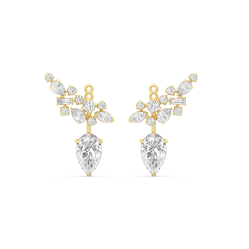 Cluster Pear Drop Earrings with 18KT Yellow Gold / Lab / 6 1/3 Cut Diamond in 14KT Yellow Gold / Lab / 6 1/3 view 1
