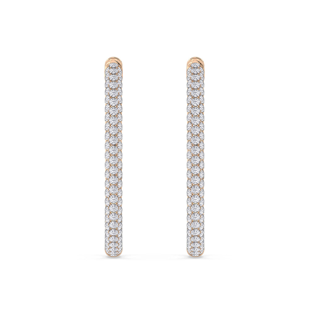 Elegance Grand Round Dome Hoops with 18KT Rose Gold / Lab / 3 Cut Diamond in 14KT Rose Gold / Lab / 3 view 4
