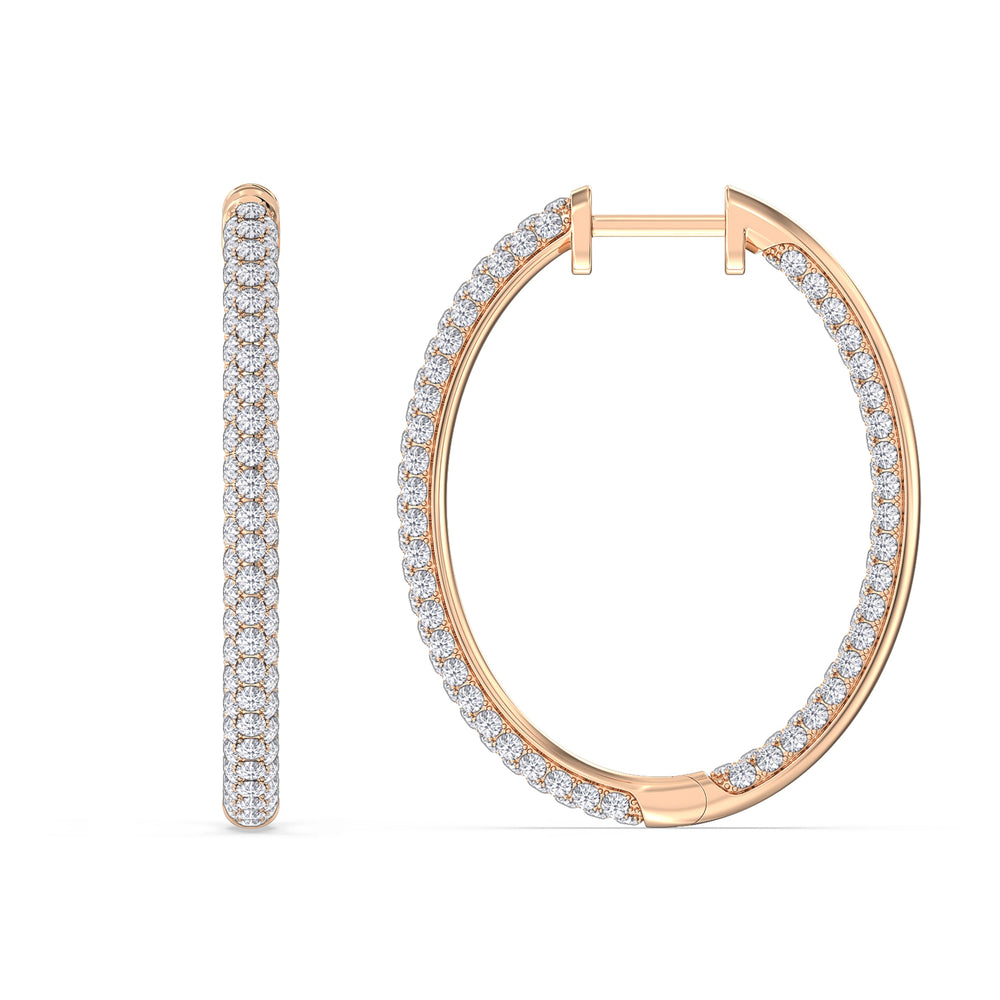 Elegance Grand Round Dome Hoops with 18KT Rose Gold / Lab / 3 Cut Diamond in 14KT Rose Gold / Lab / 3 view 5
