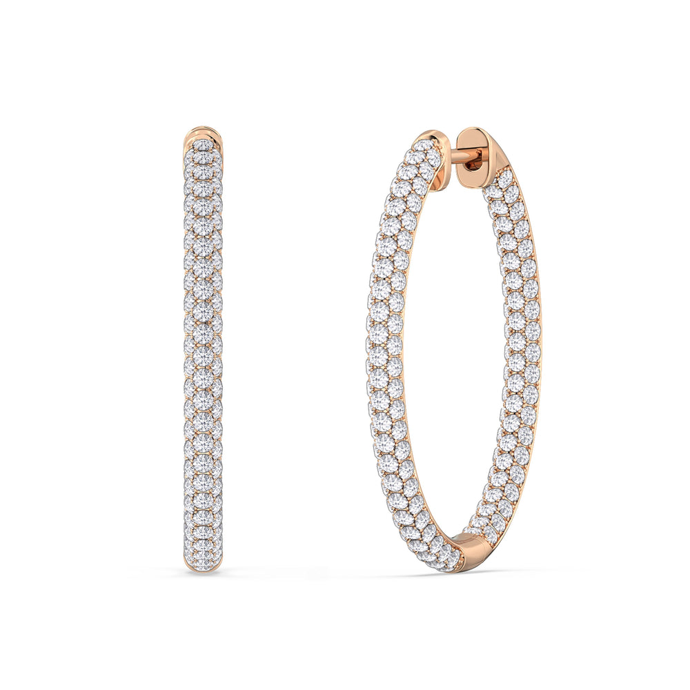 Elegance Grand Round Dome Hoops with 18KT Rose Gold / Lab / 3 Cut Diamond in 14KT Rose Gold / Lab / 3 view 1
