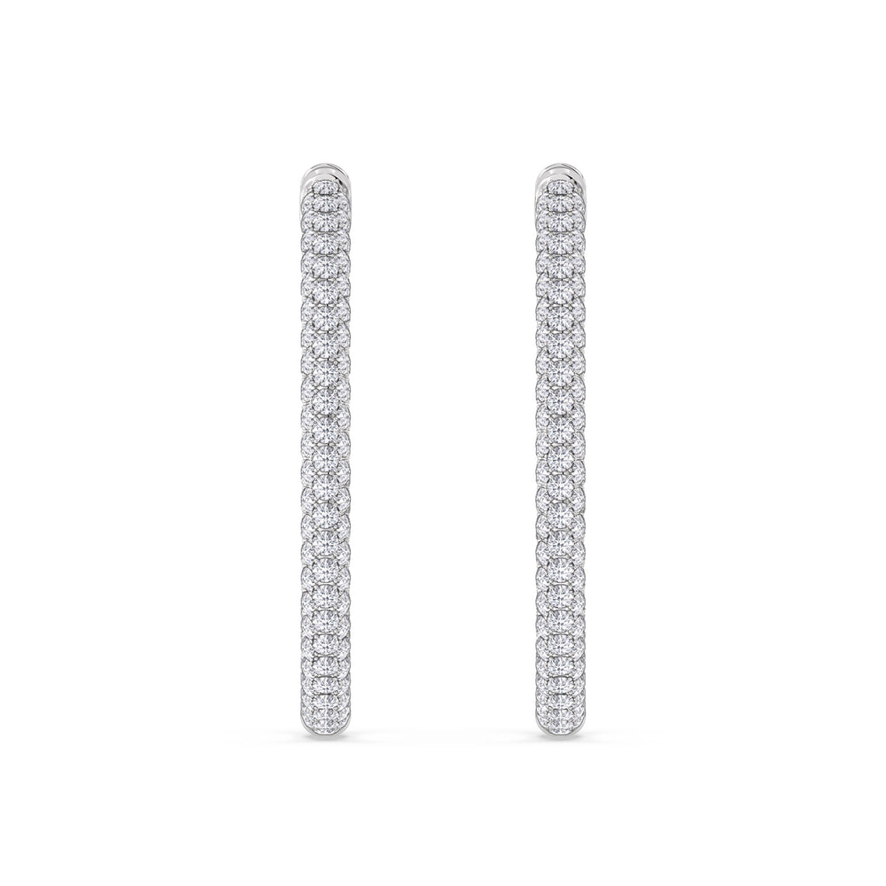 Elegance Grand Round Dome Hoops with 18KT White Gold / Lab / 3 Cut Diamond in 14KT White Gold / Lab / 3 view 4
