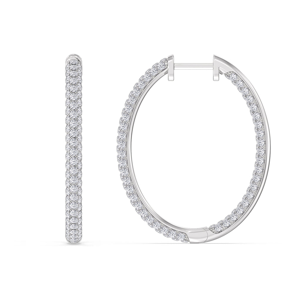 Elegance Grand Round Dome Hoops with 18KT White Gold / Lab / 3 Cut Diamond in 14KT White Gold / Lab / 3 view 5
