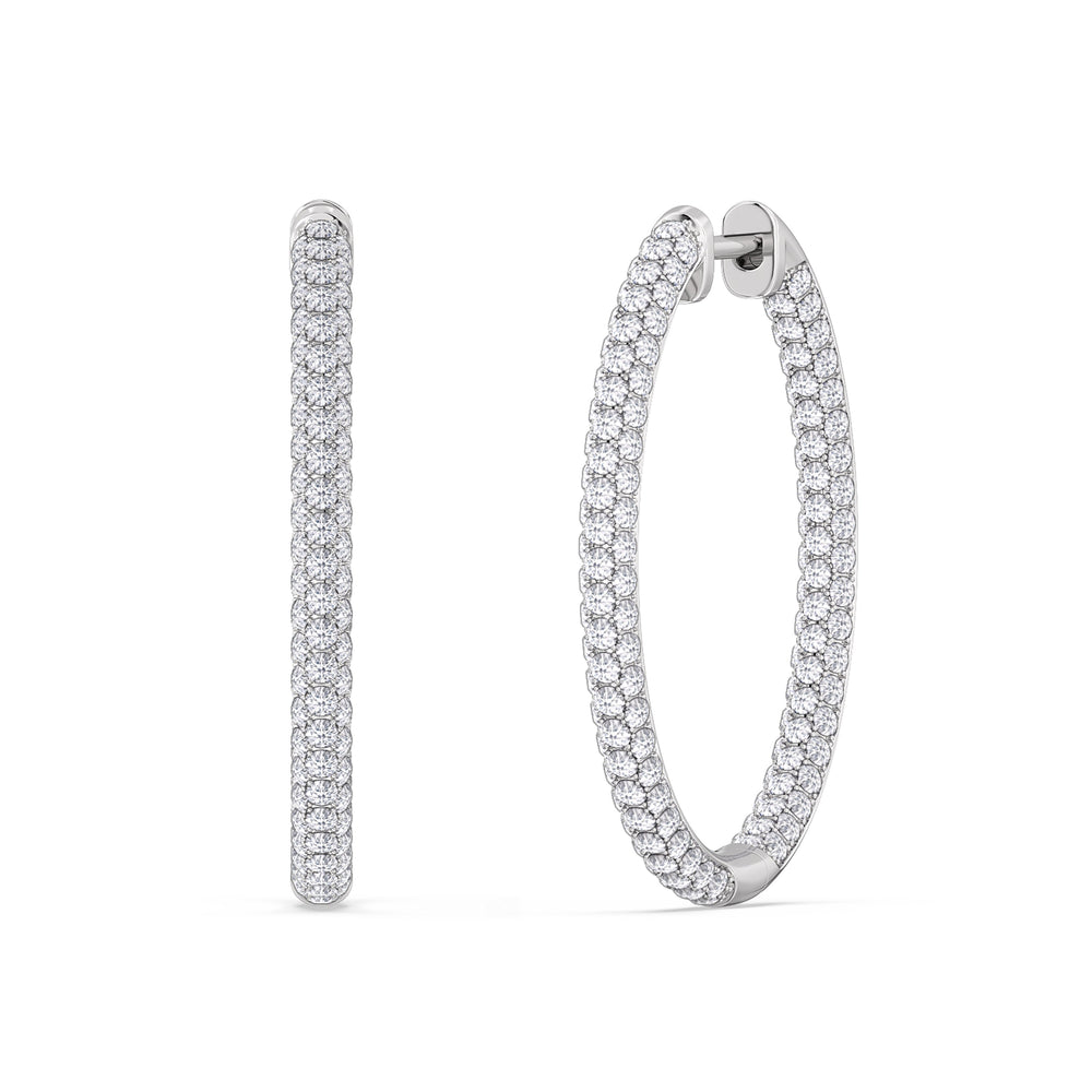 Elegance Grand Round Dome Hoops with 18KT White Gold / Lab / 3 Cut Diamond in 14KT White Gold / Lab / 3 view 1
