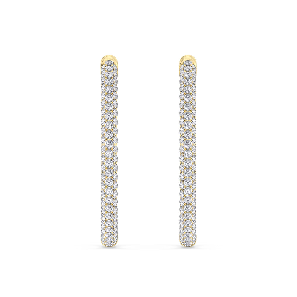 Elegance Grand Round Dome Hoops with 18KT Yellow Gold / Lab / 3 Cut Diamond in 14KT Yellow Gold / Lab / 3 view 4
