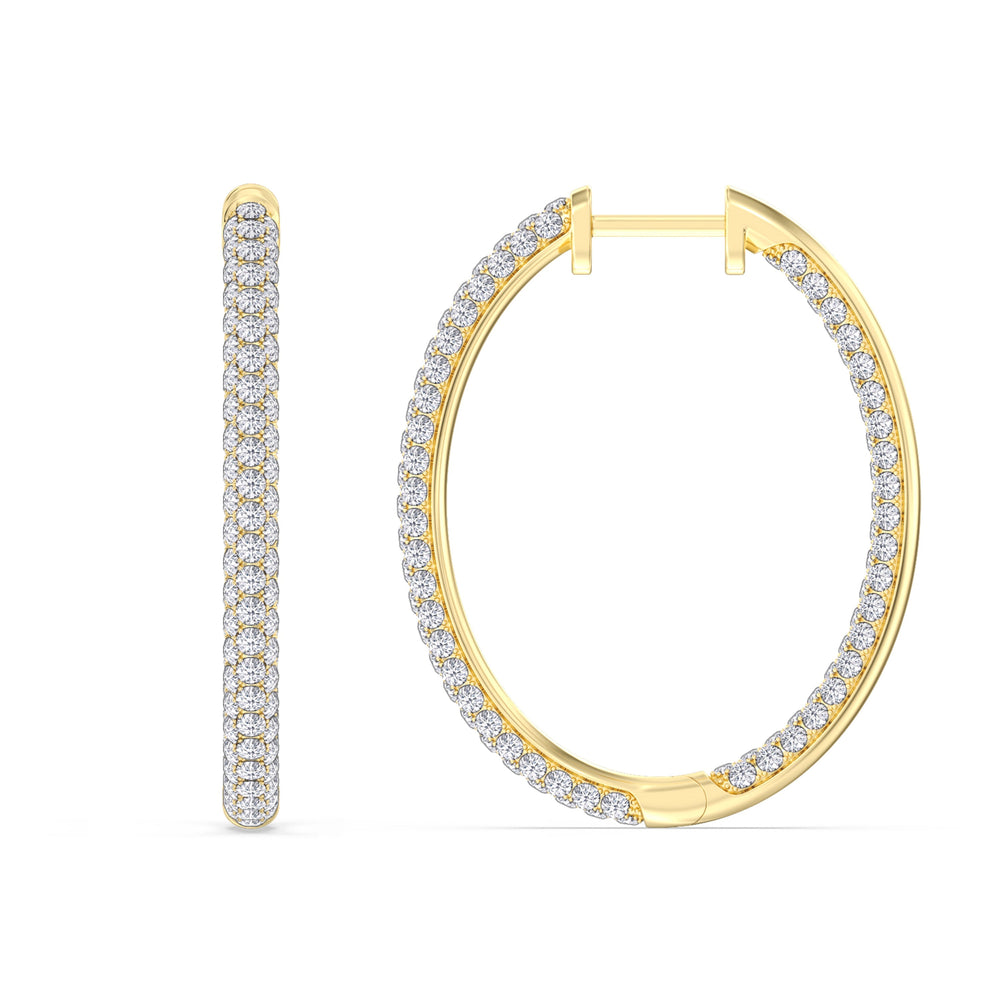 Elegance Grand Round Dome Hoops with 18KT Yellow Gold / Lab / 3 Cut Diamond in 14KT Yellow Gold / Lab / 3 view 5
