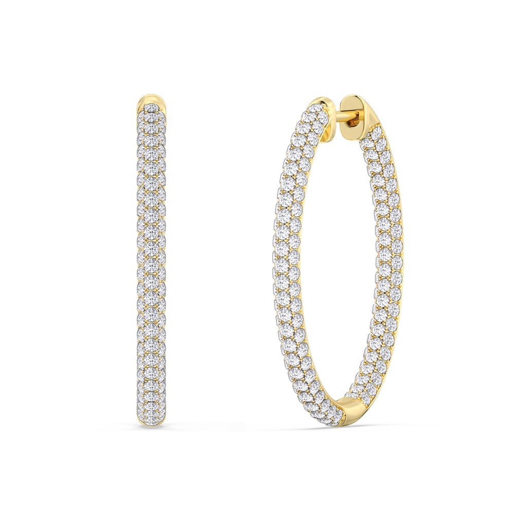 Elegance Grand Round Dome Hoops with 18KT Yellow Gold / Lab / 3 Cut Diamond in 14KT Yellow Gold / Lab / 3 view 1
