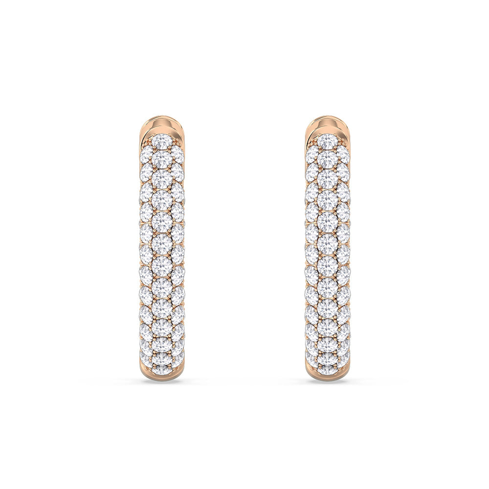 Elegance Oval Dome Hoops with 18KT Rose Gold / Lab / 1 Cut Diamond in 14KT Rose Gold / Lab / 1 view 4
